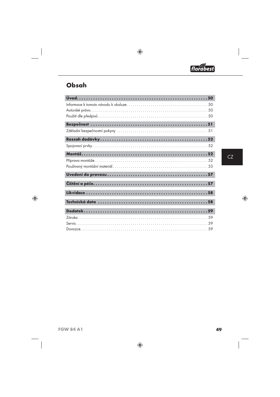 Florabest FGW 84 A1 User Manual | Page 51 / 86