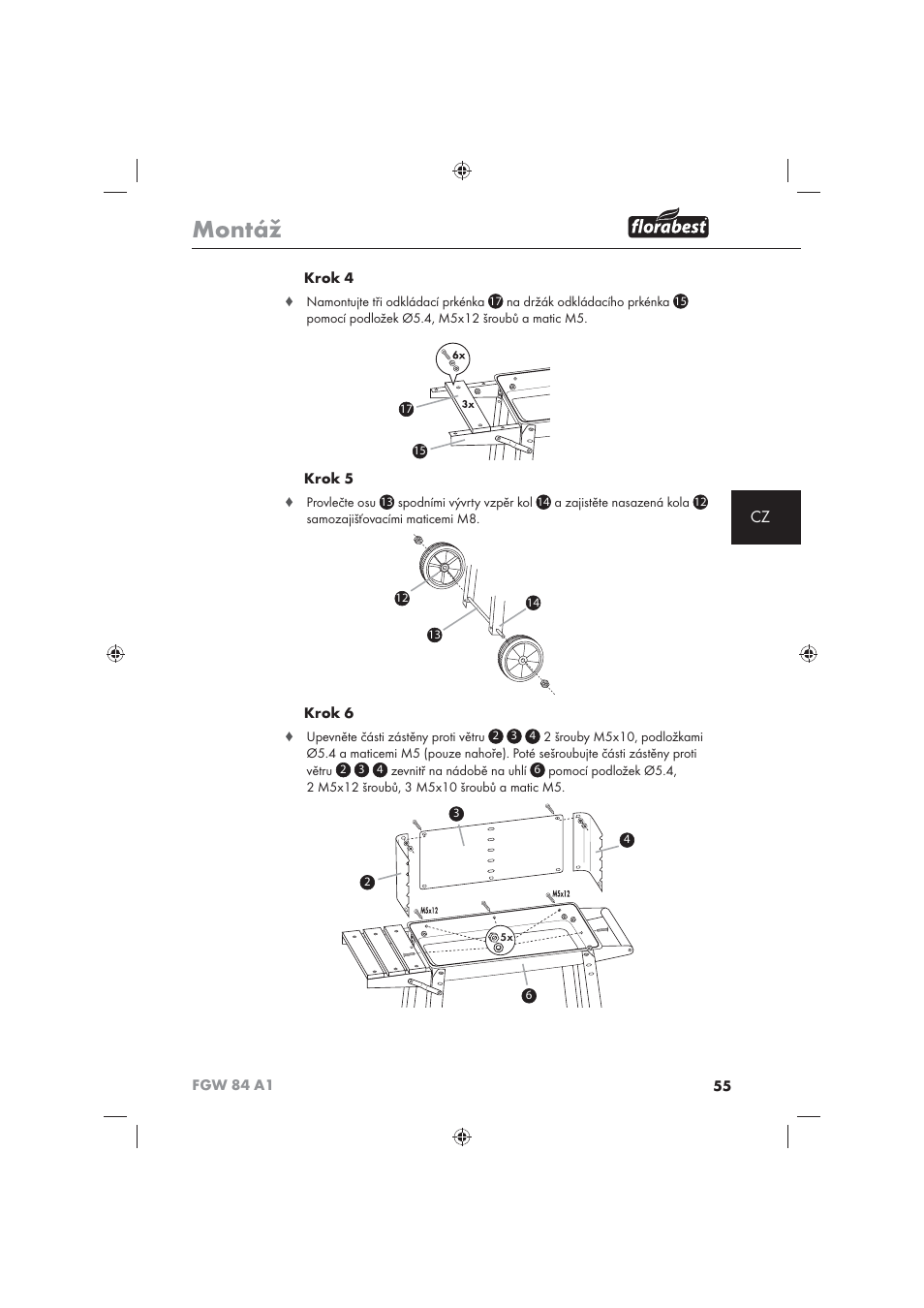 Montáž | Florabest FGW 84 A1 User Manual | Page 57 / 86