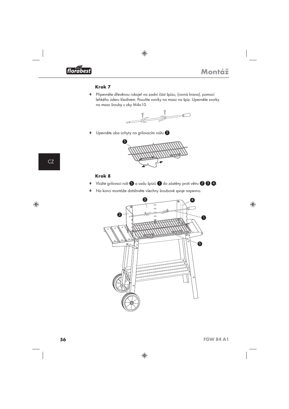 Montáž | Florabest FGW 84 A1 User Manual | Page 58 / 86