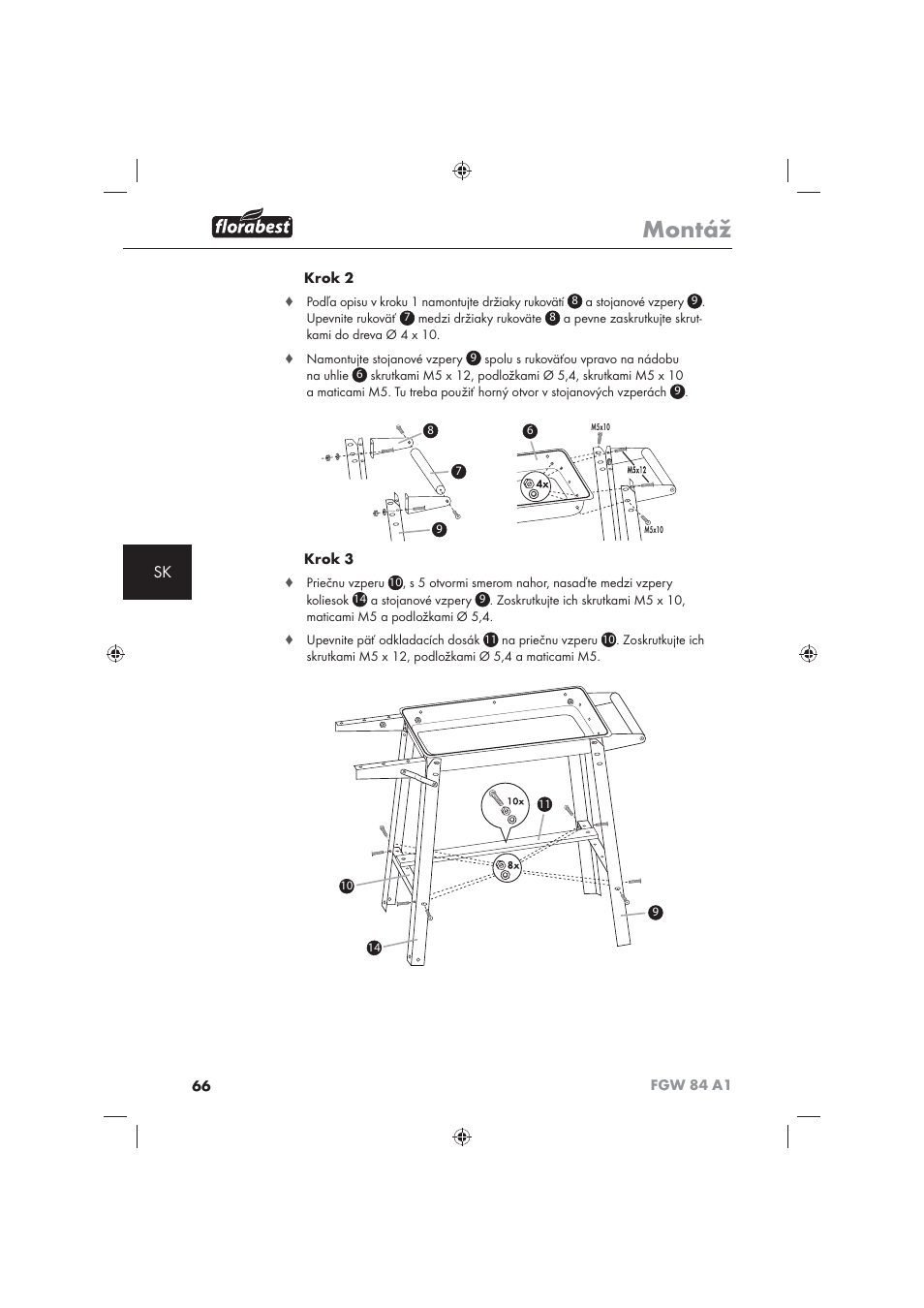 Montáž | Florabest FGW 84 A1 User Manual | Page 68 / 86