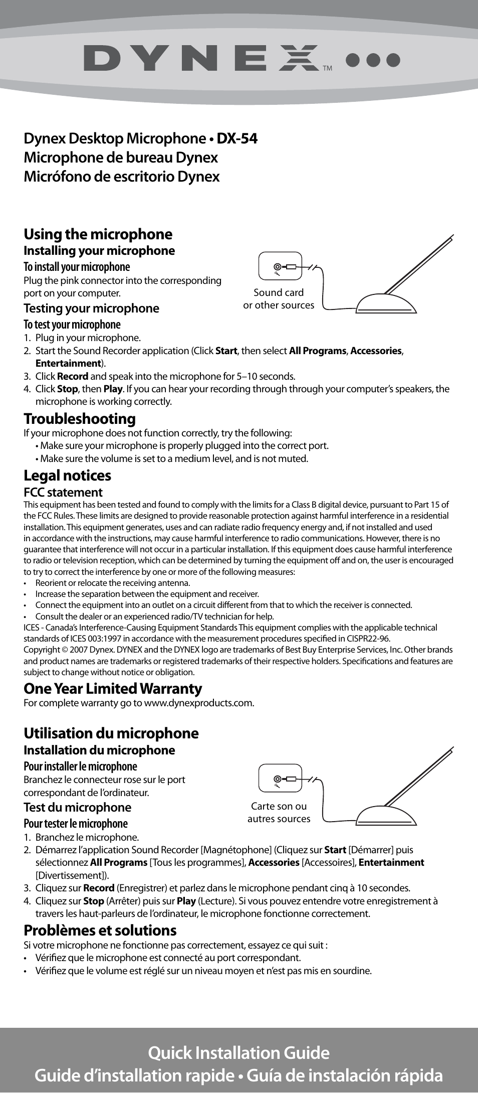 Dynex DX-54 User Manual | 2 pages