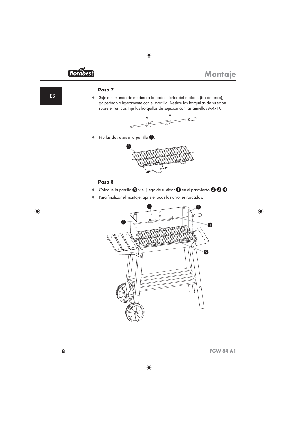 Montaje | Florabest FGW 84 A1 User Manual | Page 10 / 62
