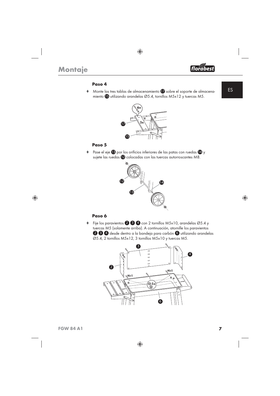 Montaje | Florabest FGW 84 A1 User Manual | Page 9 / 62