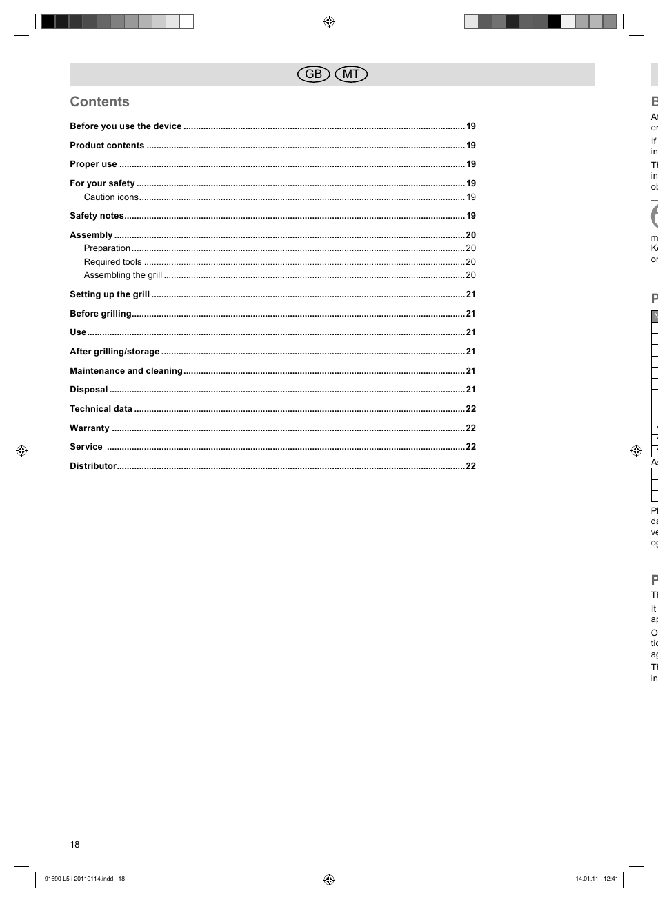 Contents b, Mt gb | Florabest HC-91690 User Manual | Page 18 / 26
