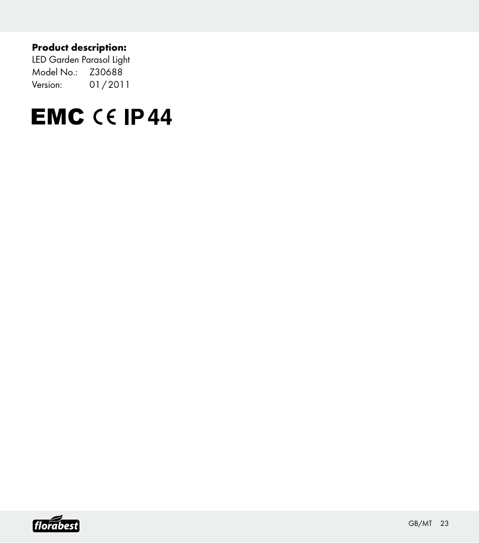 Florabest Z30688 User Manual | Page 23 / 24