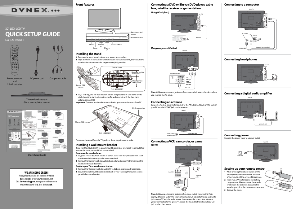 Dynex DX-32E150A11 User Manual | 2 pages