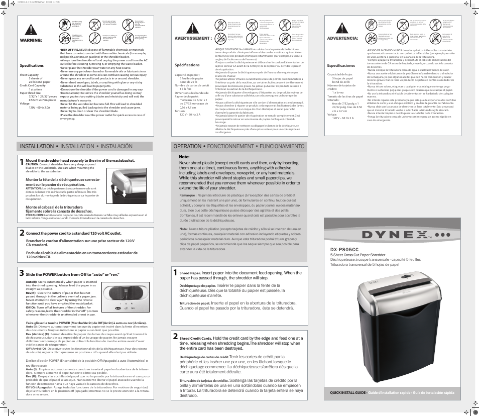 Dynex DX-PS05CC User Manual | 1 page