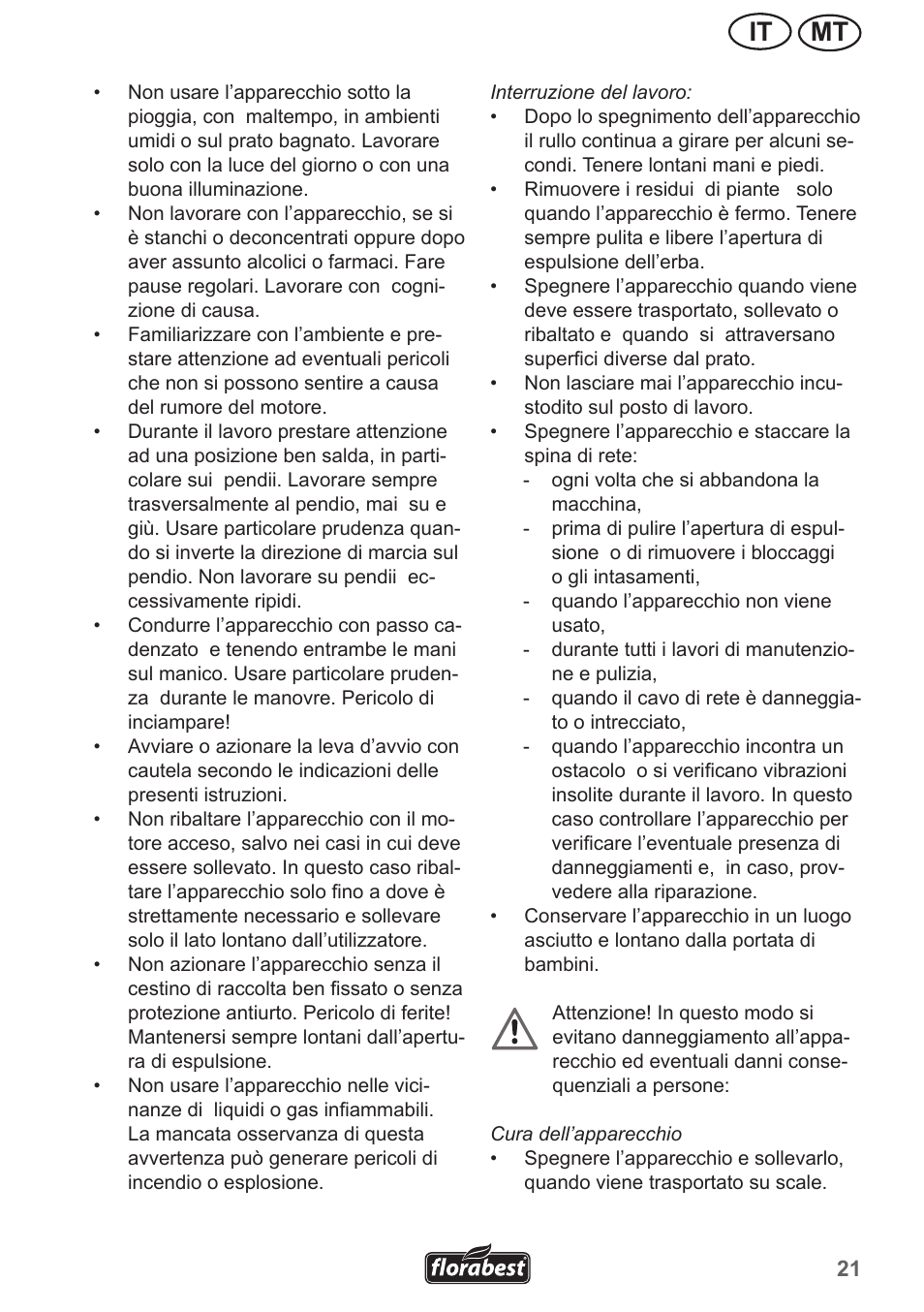 Mt it | Florabest FLV 1300 A1 User Manual | Page 21 / 74