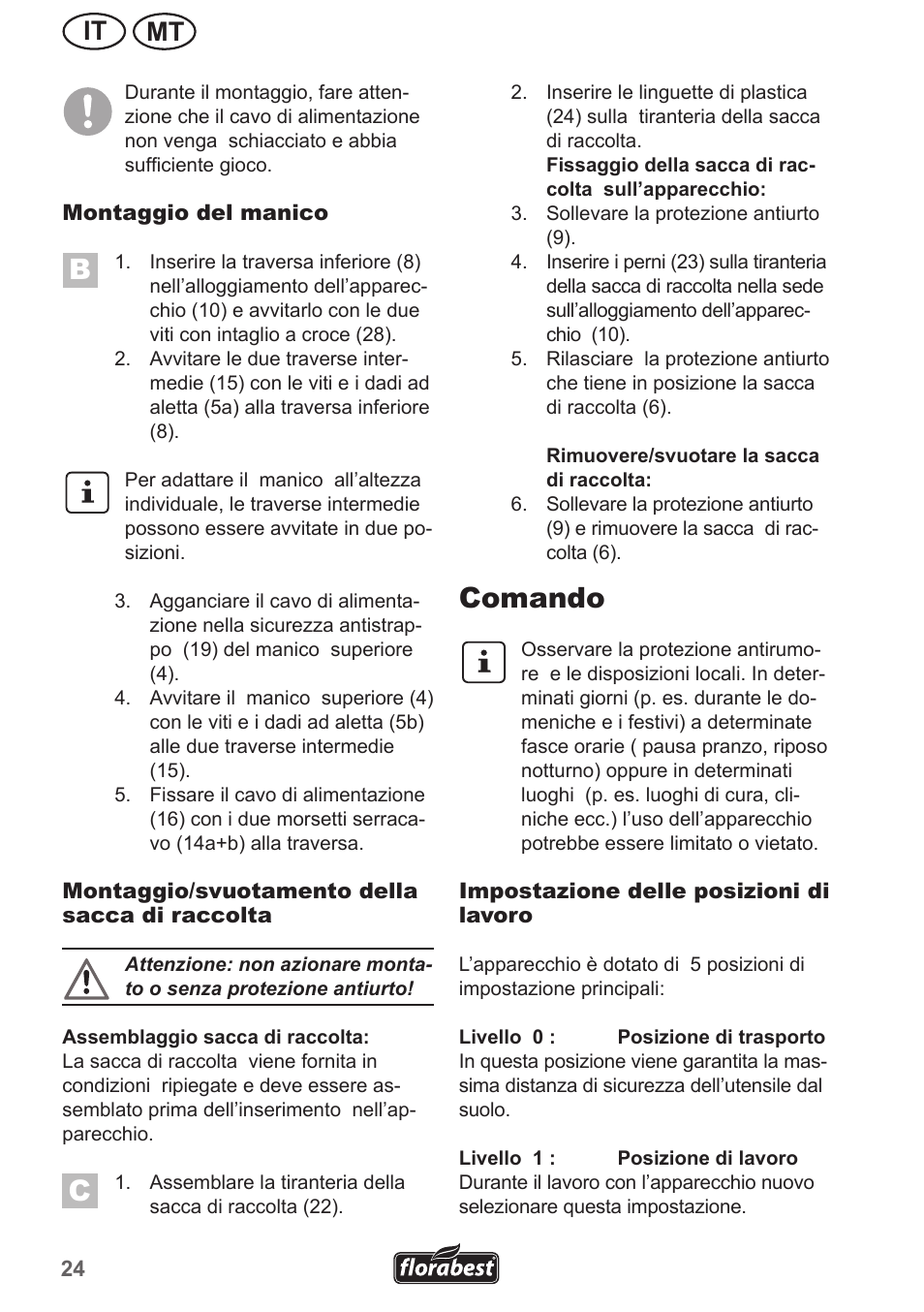 Comando, Mt it | Florabest FLV 1300 A1 User Manual | Page 24 / 74