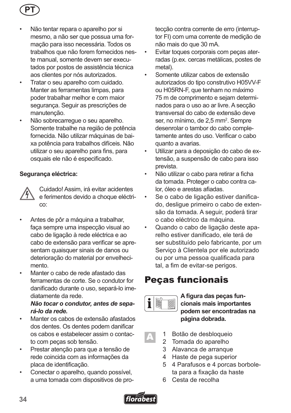 Peças funcionais | Florabest FLV 1300 A1 User Manual | Page 34 / 74