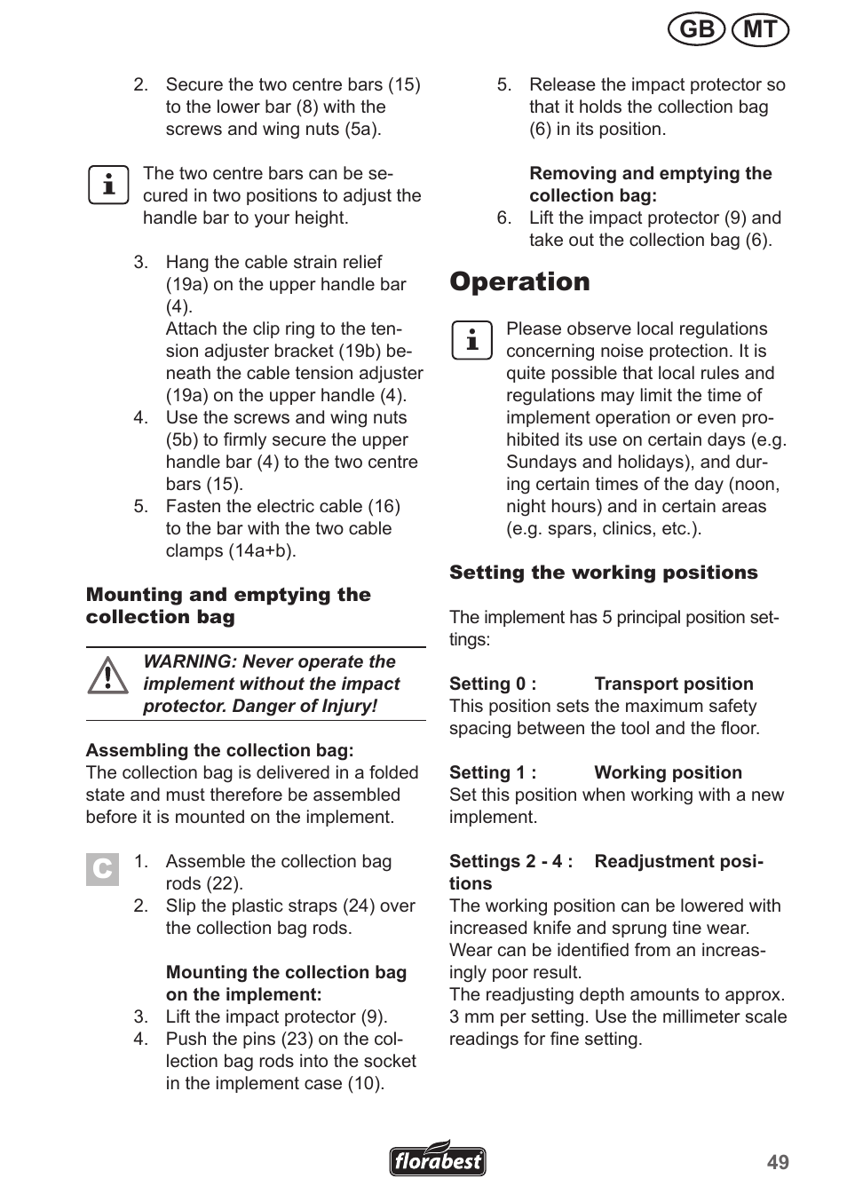 Operation, Mt gb | Florabest FLV 1300 A1 User Manual | Page 49 / 74