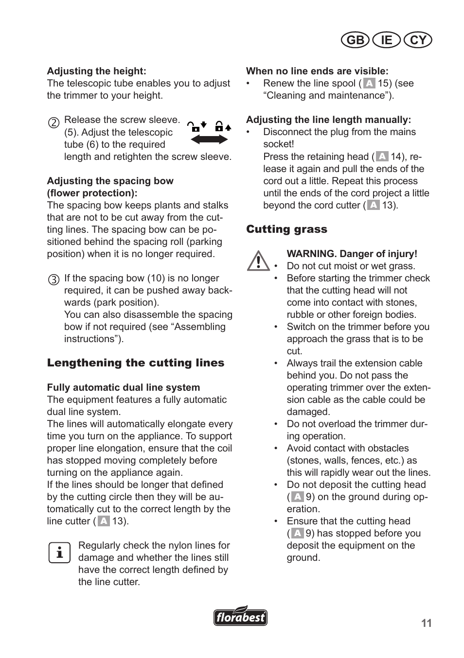 Ie cy gb | Florabest FRT 450 A1 User Manual | Page 11 / 34