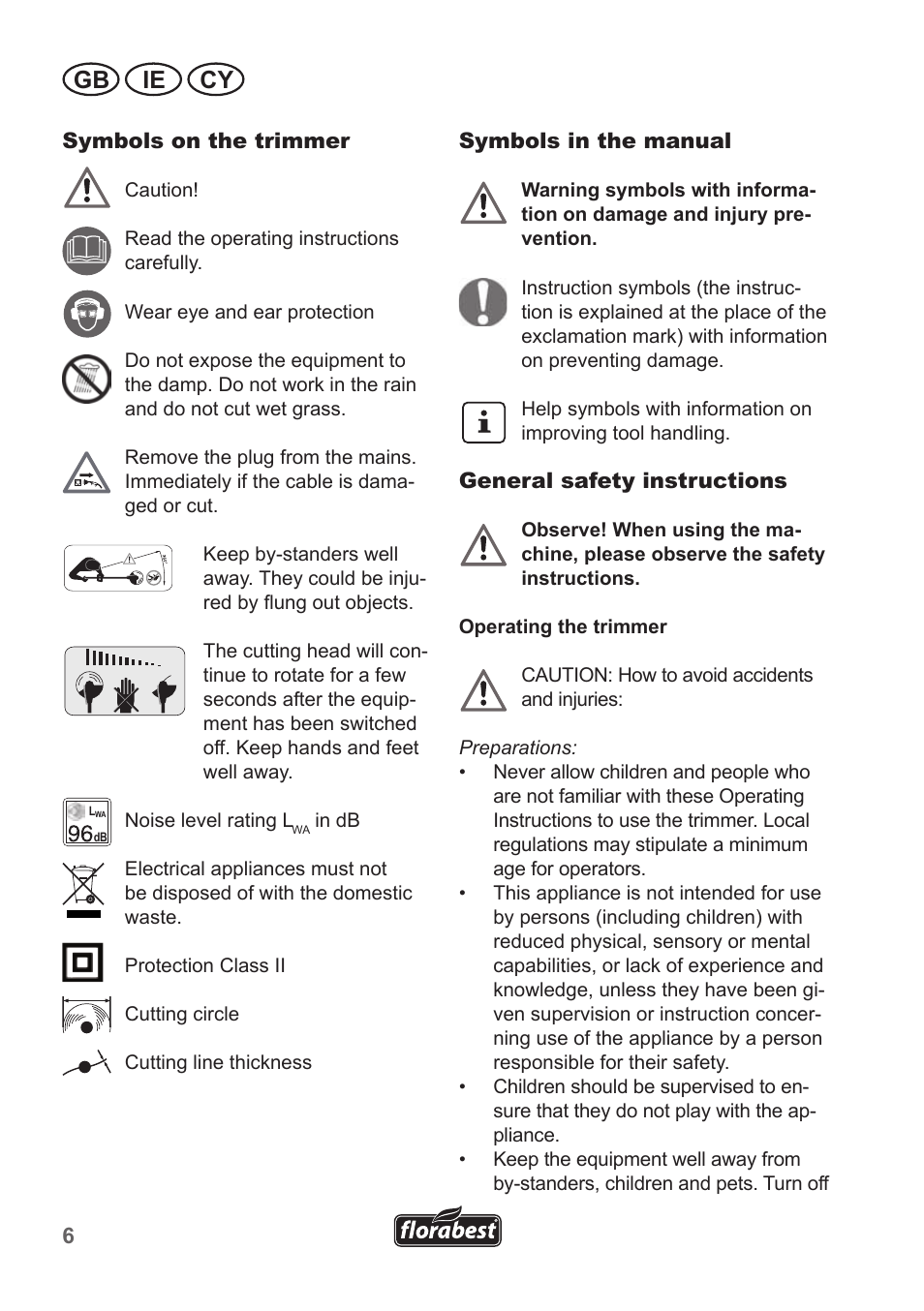 Gb ie cy | Florabest FRT 450 A1 User Manual | Page 6 / 34