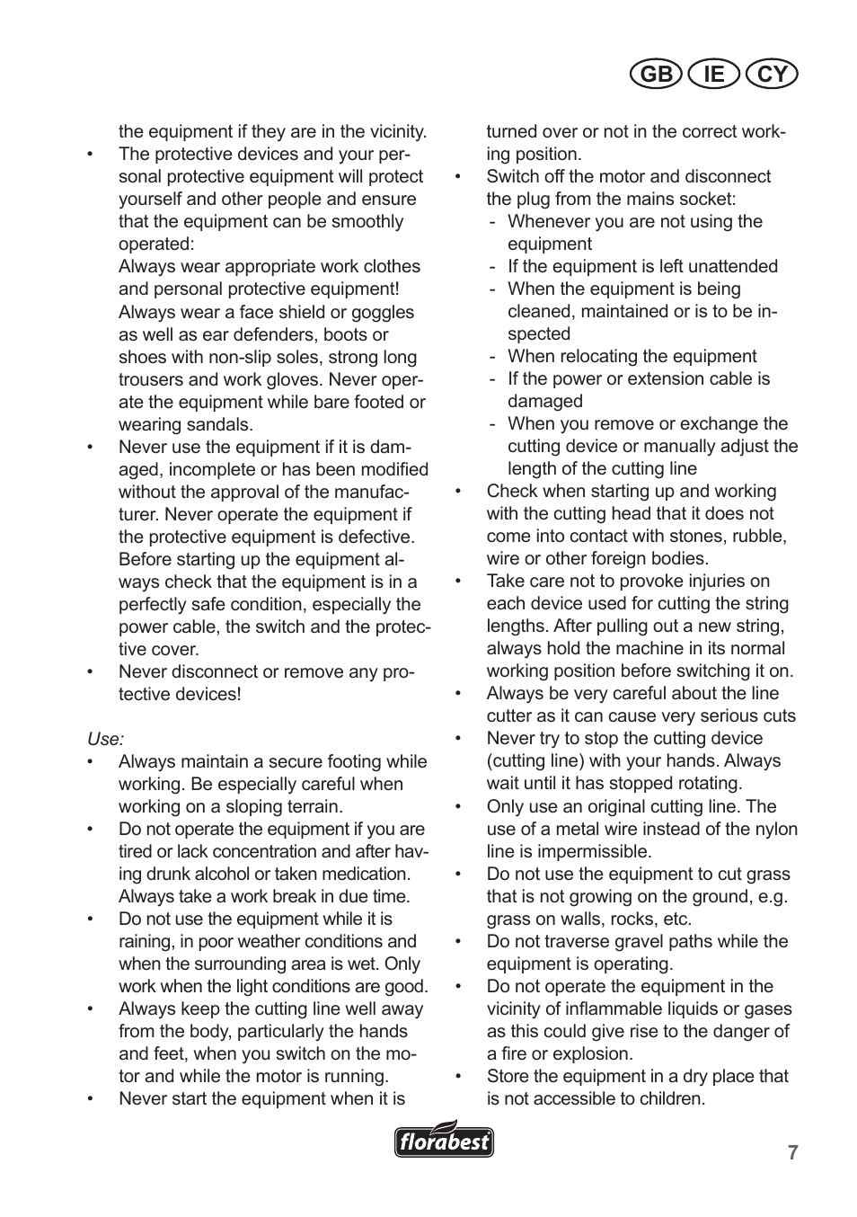 Ie cy gb | Florabest FRT 450 A1 User Manual | Page 7 / 34