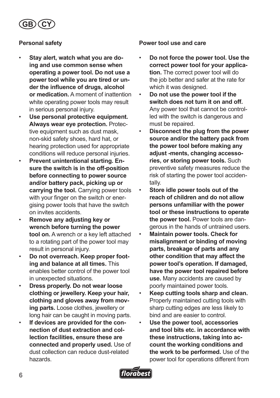 Gb cy | Florabest FHT 600 B2 User Manual | Page 6 / 30