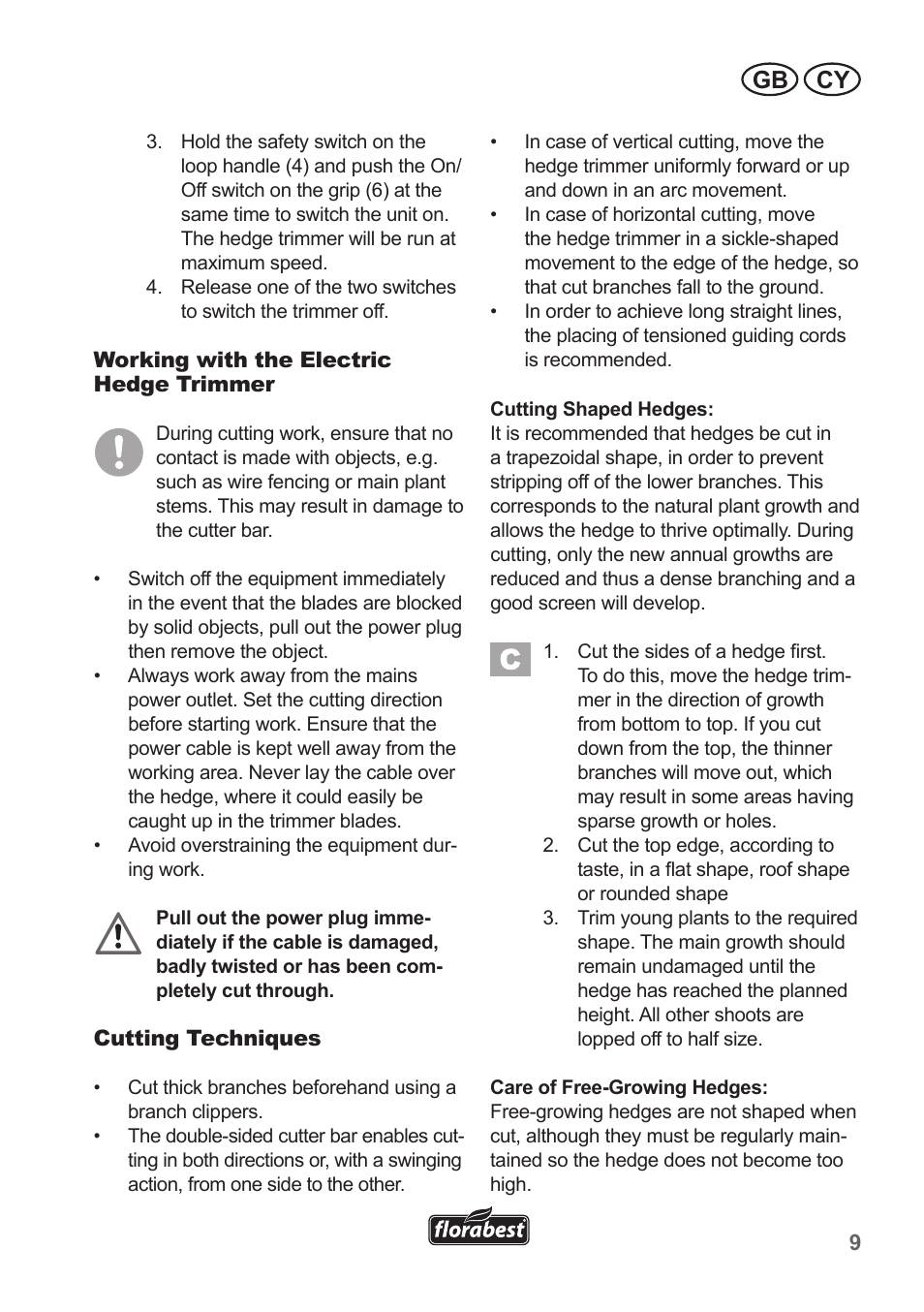 Gb cy | Florabest FHT 600 B2 User Manual | Page 9 / 30