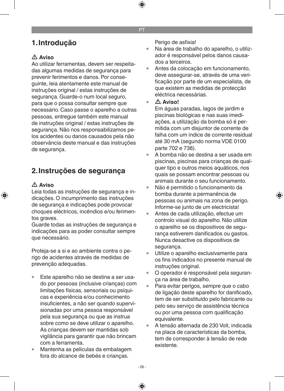 Introdução, Instruções de segurança | Florabest FGP 1000 A1 User Manual | Page 26 / 58