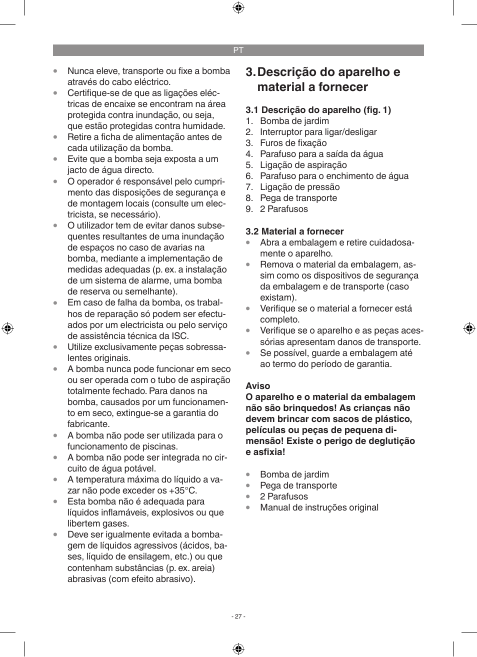 Descrição do aparelho e material a fornecer | Florabest FGP 1000 A1 User Manual | Page 27 / 58