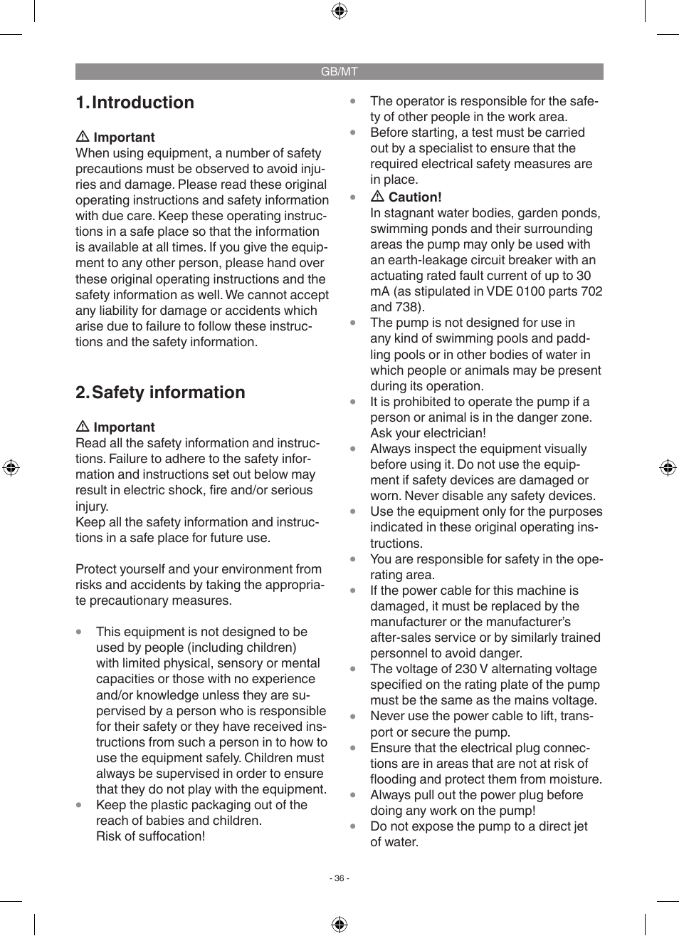 Introduction, Safety information | Florabest FGP 1000 A1 User Manual | Page 36 / 58