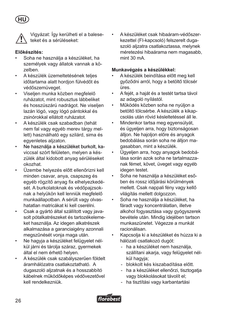 Florabest FMH 2400 B2 User Manual | Page 26 / 81