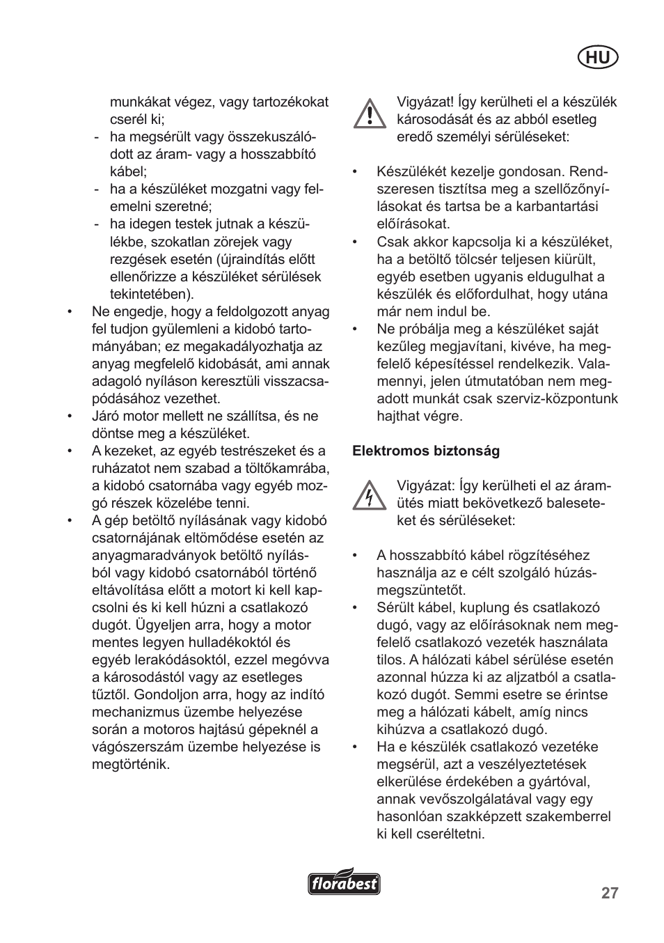 Florabest FMH 2400 B2 User Manual | Page 27 / 81