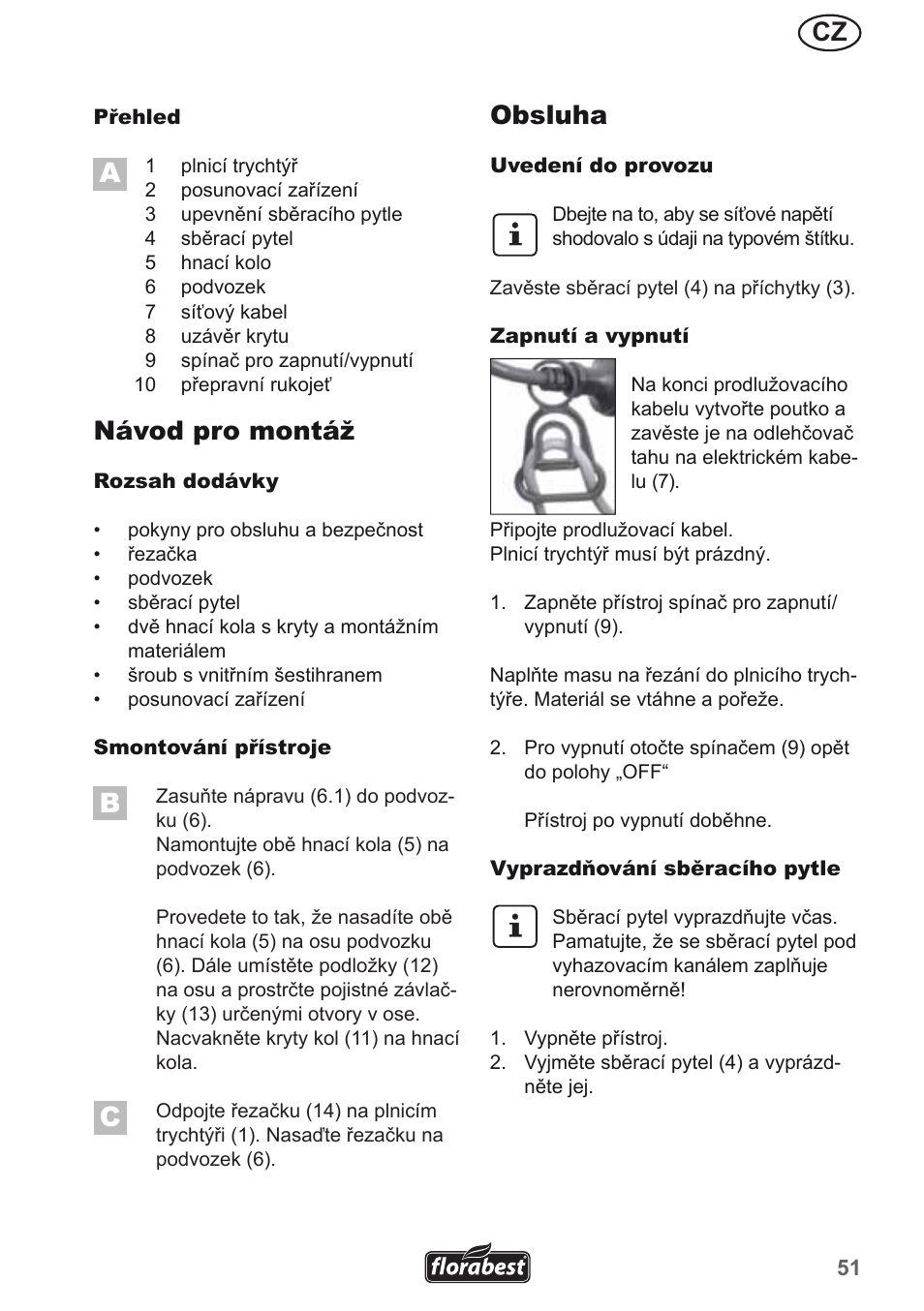 Návod pro montáž, Obsluha | Florabest FMH 2400 B2 User Manual | Page 51 / 81