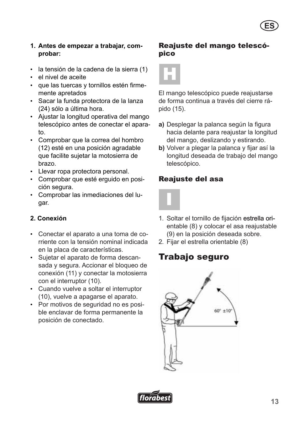 Trabajo seguro | Florabest FHE 550 A1 User Manual | Page 13 / 82