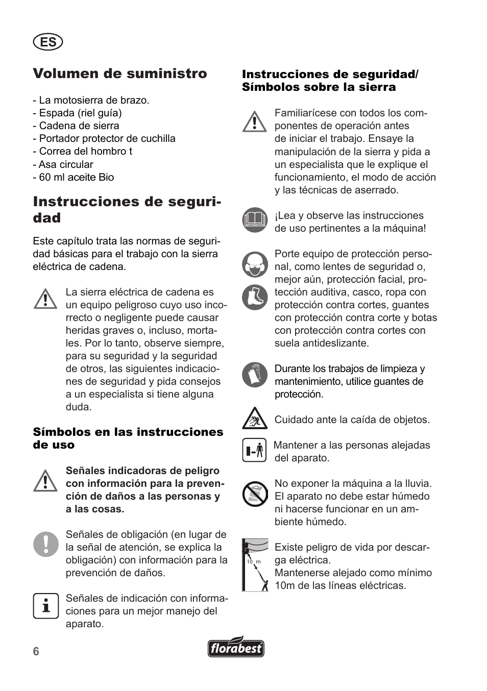 Volumen de suministro, Instrucciones de seguri- dad | Florabest FHE 550 A1 User Manual | Page 6 / 82