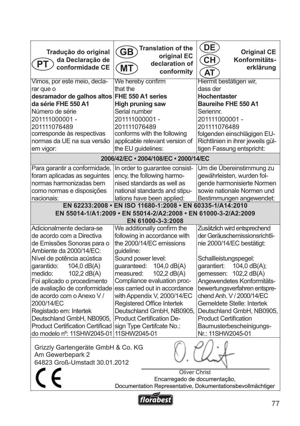 De at | Florabest FHE 550 A1 User Manual | Page 77 / 82