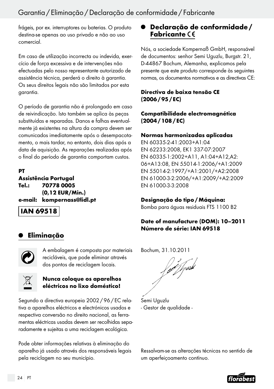 Florabest FTS 1100 B2 User Manual | Page 24 / 38