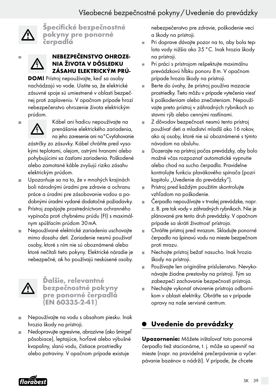 Uvedenie do prevádzky | Florabest FTS 1100 B2 User Manual | Page 39 / 50