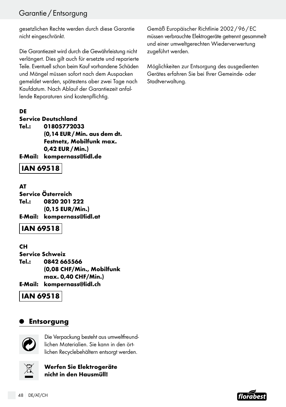 Florabest FTS 1100 B2 User Manual | Page 48 / 50