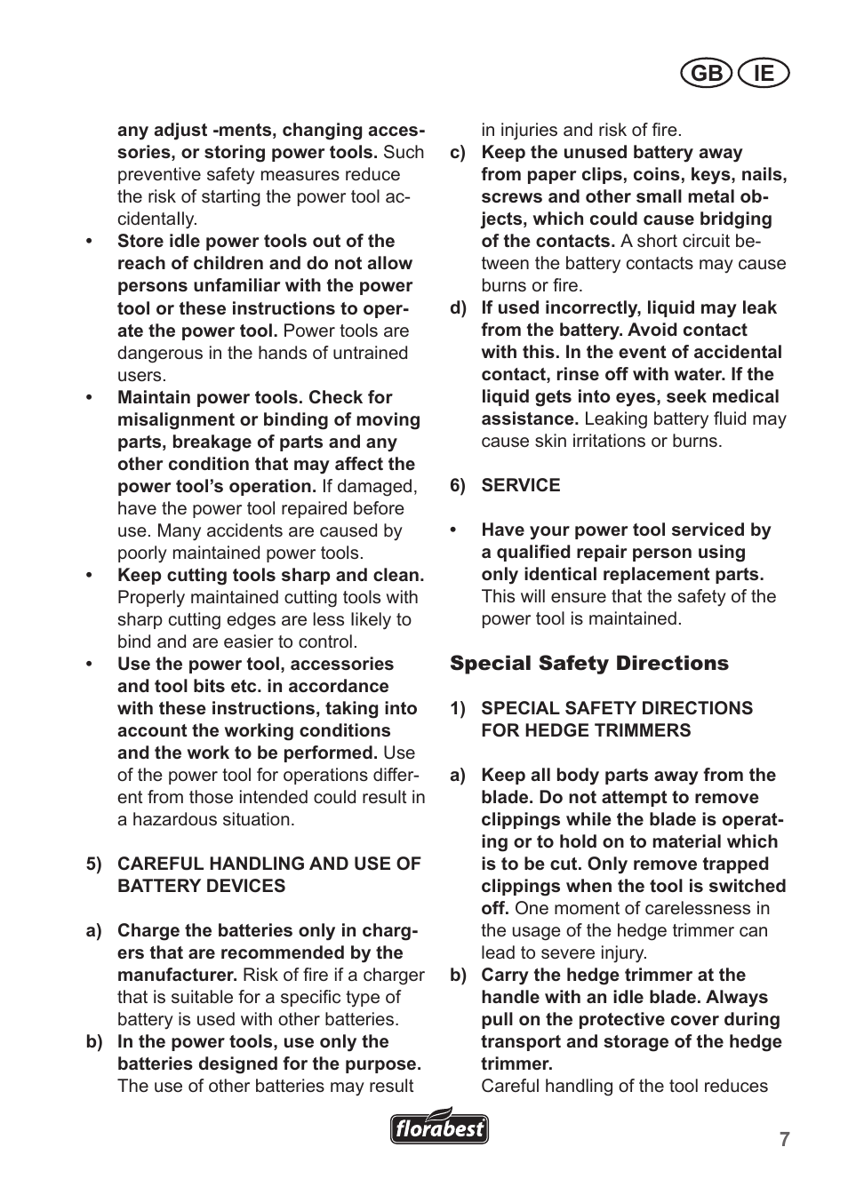 Gb ie | Florabest FGS 10 A1 User Manual | Page 7 / 18