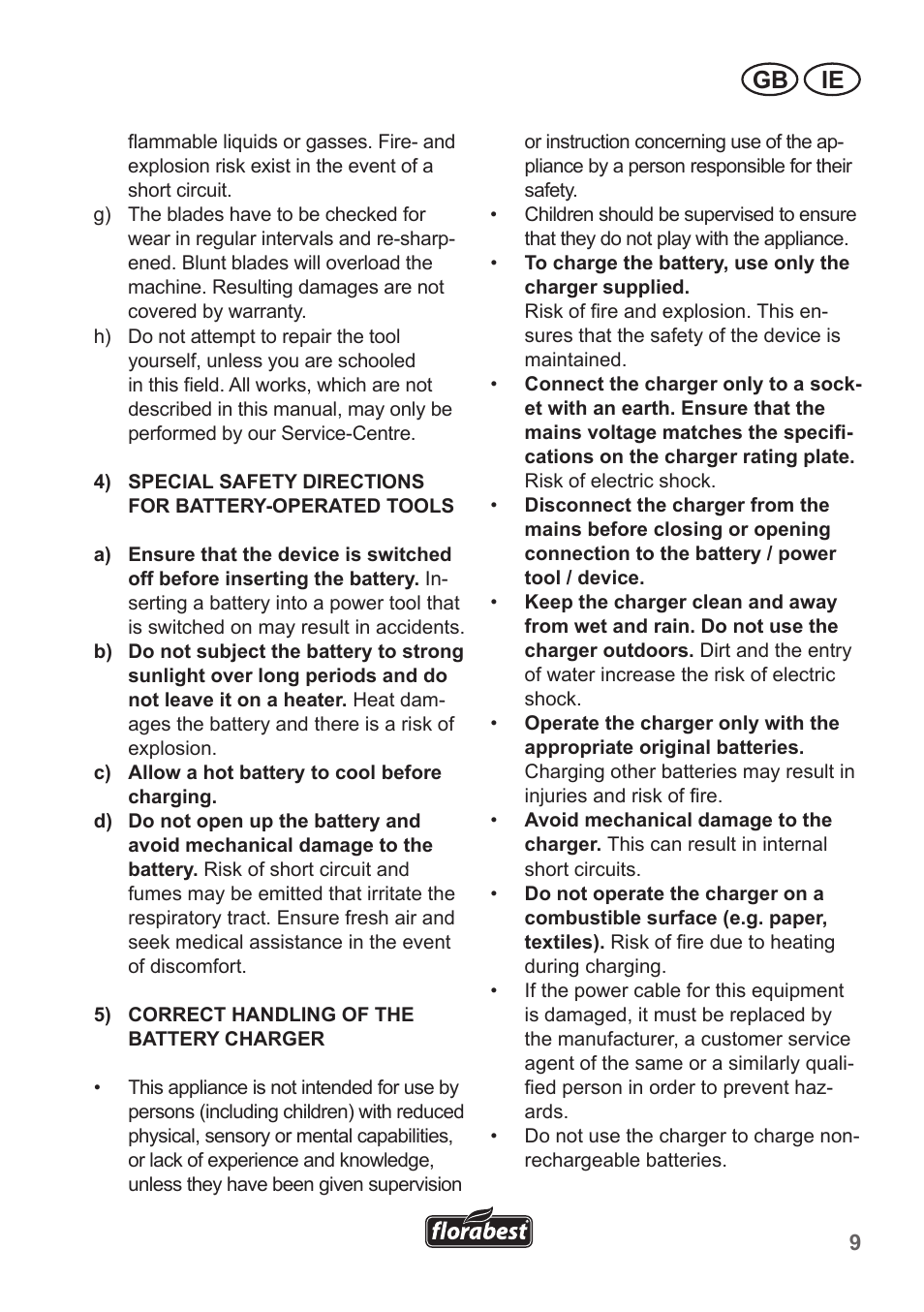 Gb ie | Florabest FGS 10 A1 User Manual | Page 9 / 18