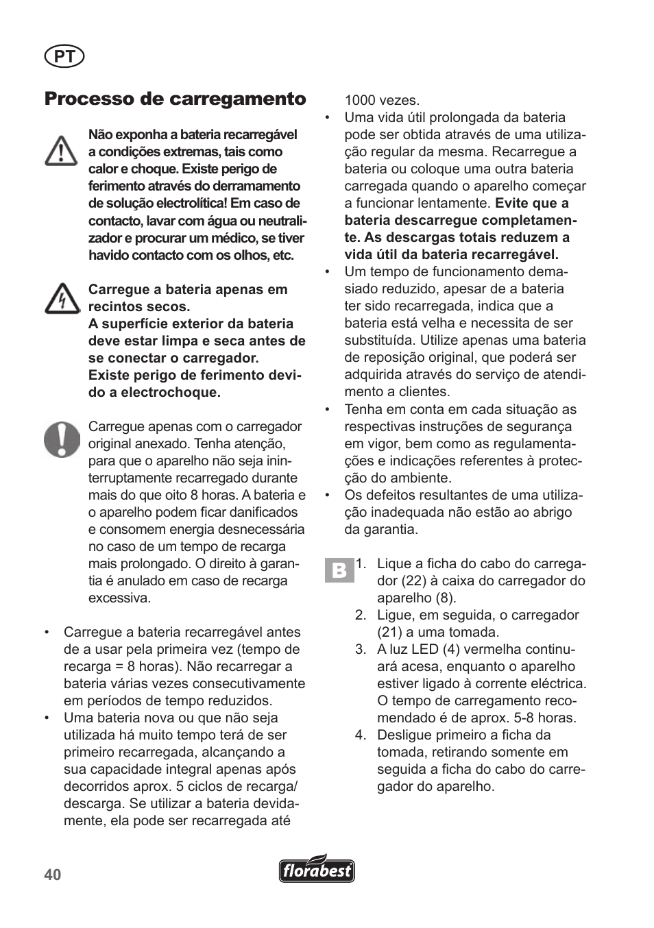 Processo de carregamento | Florabest FGS 10 A1 User Manual | Page 40 / 78