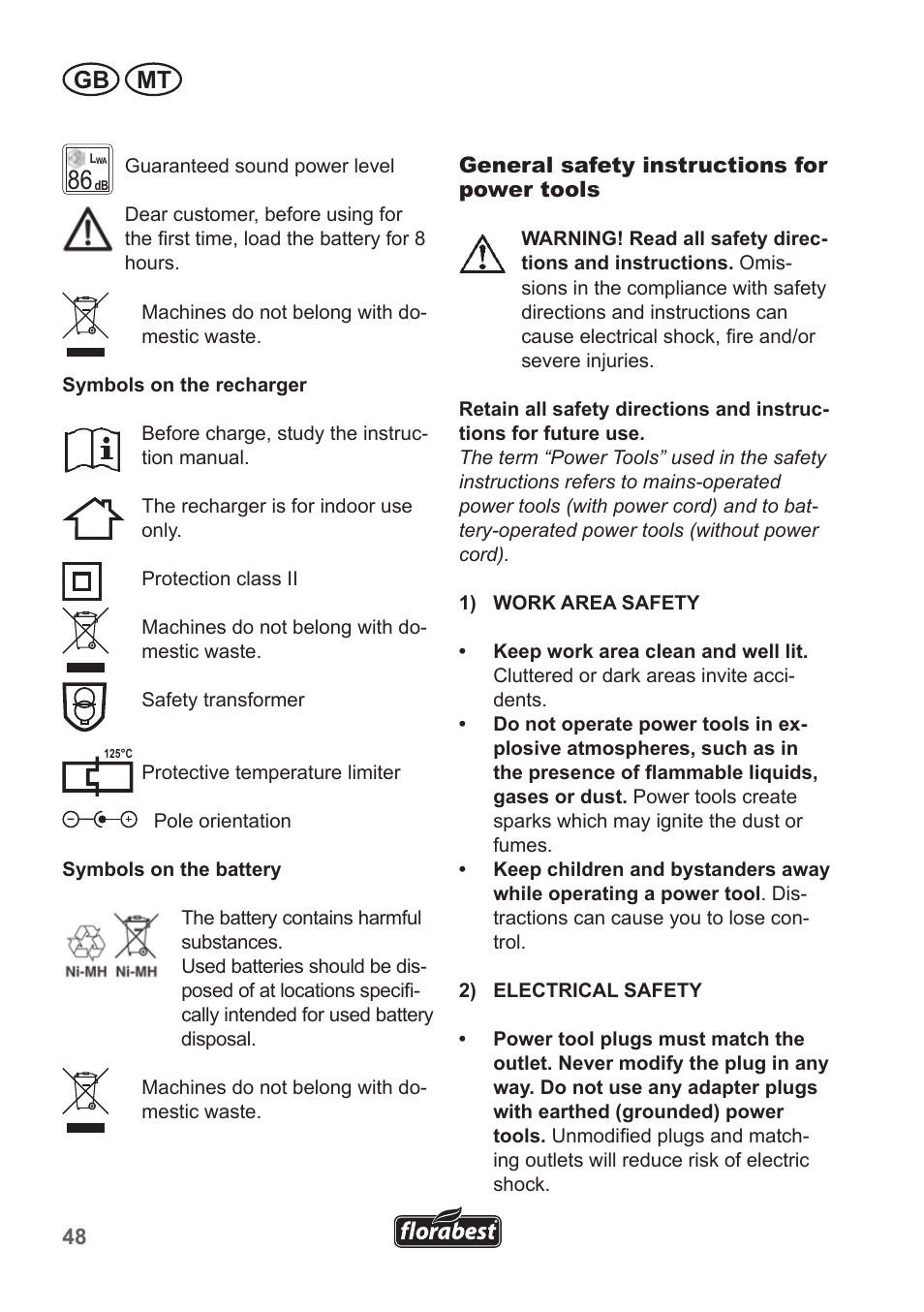 Gb mt | Florabest FGS 10 A1 User Manual | Page 48 / 78