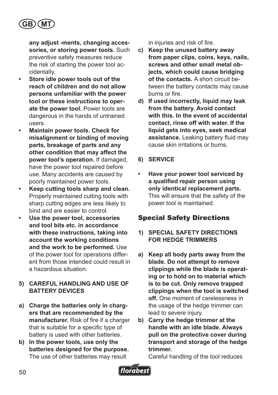 Gb mt | Florabest FGS 10 A1 User Manual | Page 50 / 78
