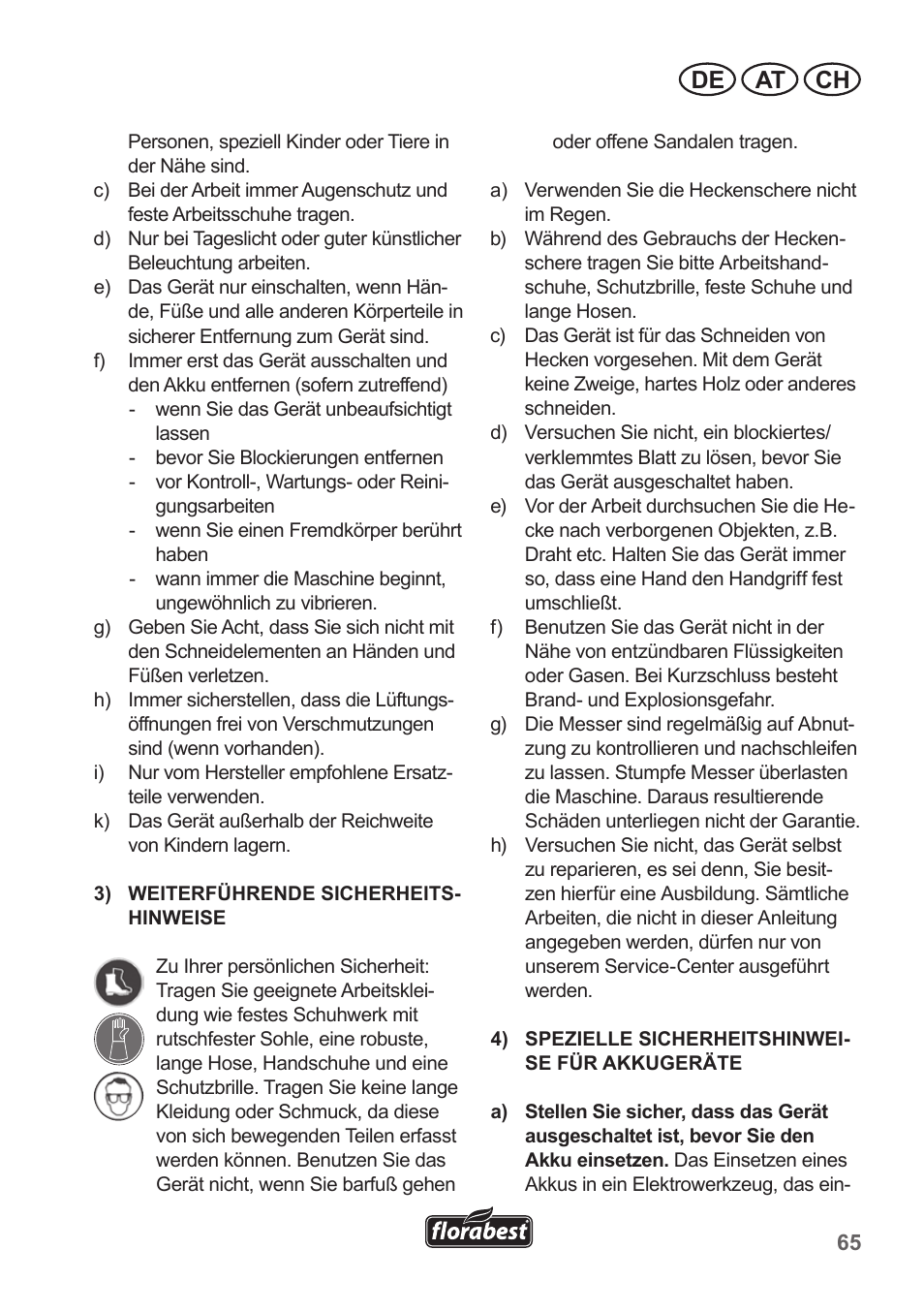 De at ch | Florabest FGS 10 A1 User Manual | Page 65 / 78