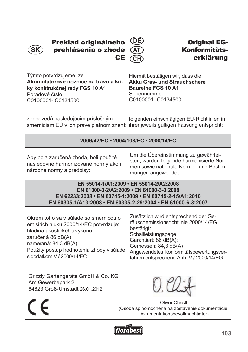 Florabest FGS 10 A1 User Manual | Page 103 / 106