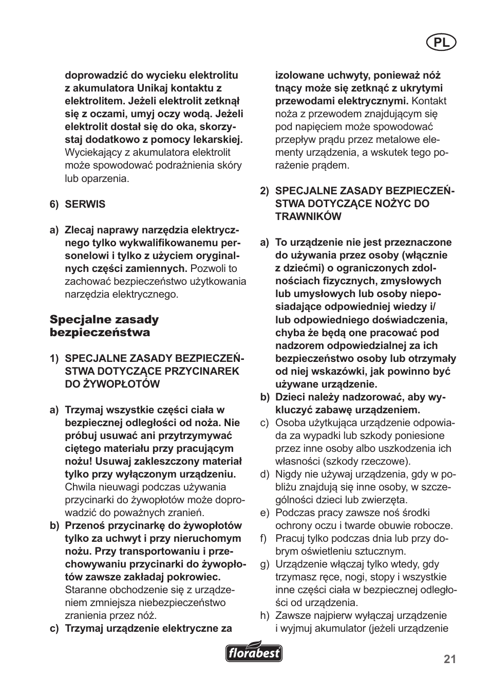 Florabest FGS 10 A1 User Manual | Page 21 / 106