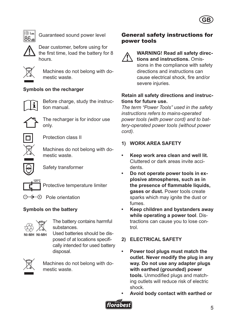 Florabest FGS 10 A1 User Manual | Page 5 / 106