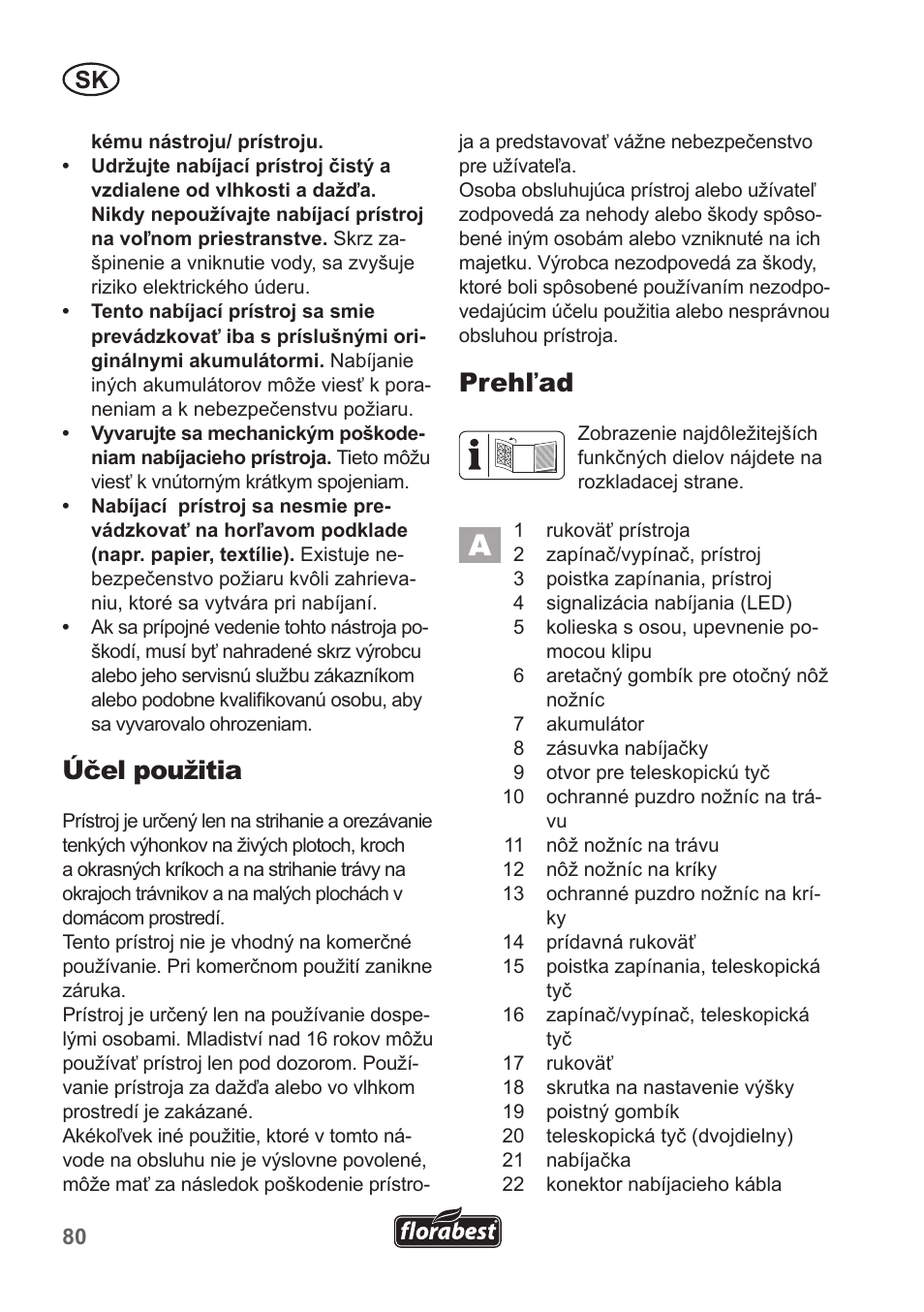 Účel použitia, Prehľad | Florabest FGS 10 A1 User Manual | Page 80 / 106