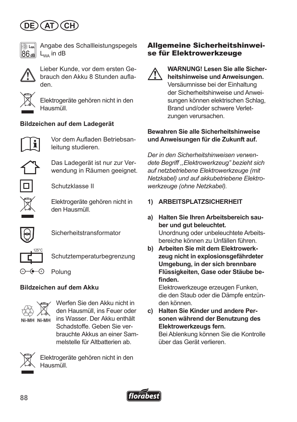 De at ch | Florabest FGS 10 A1 User Manual | Page 88 / 106
