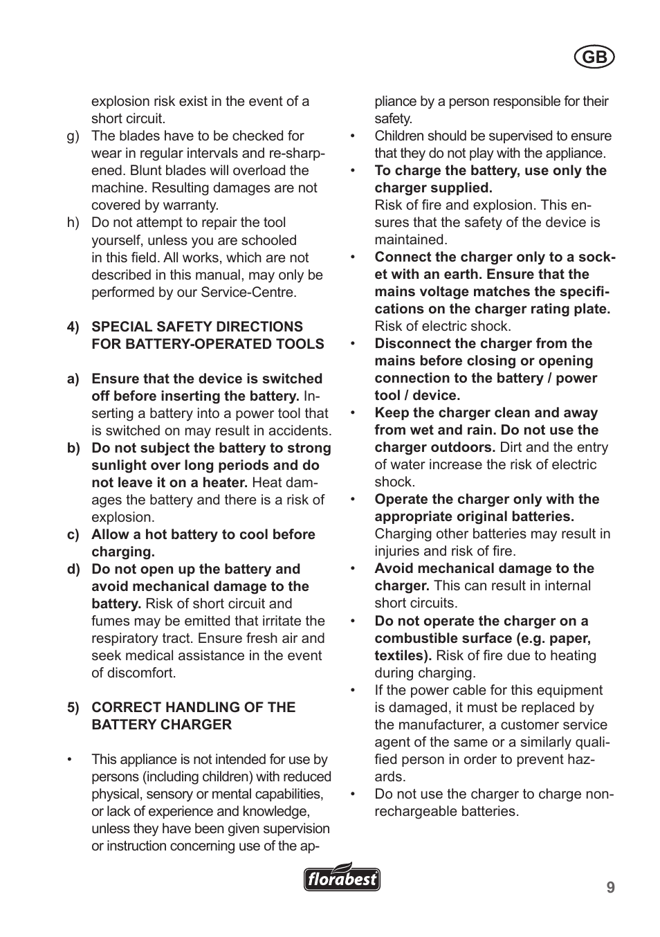 Florabest FGS 10 A1 User Manual | Page 9 / 106