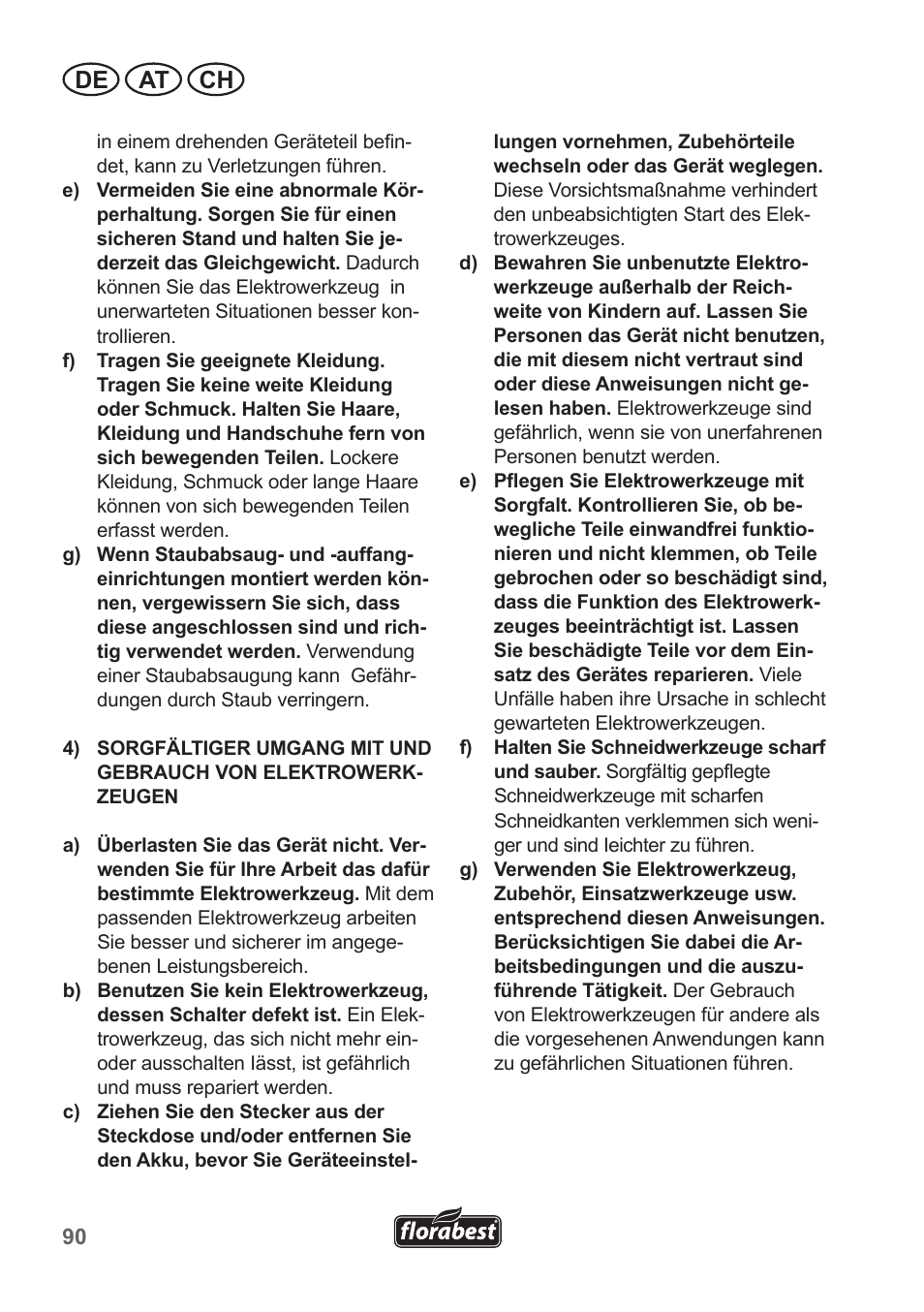 De at ch | Florabest FGS 10 A1 User Manual | Page 90 / 106