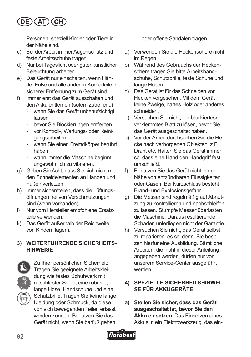 De at ch | Florabest FGS 10 A1 User Manual | Page 92 / 106
