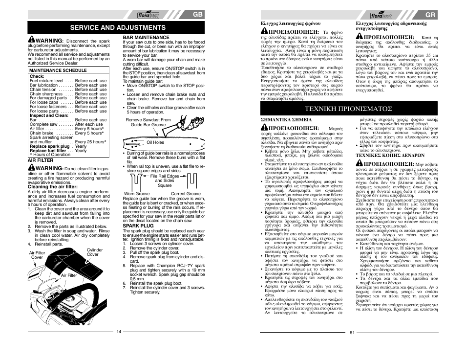 Service and adjustments, Τεχνικη πριονισματοσ | Florabest FBKS 4015 User Manual | Page 14 / 32