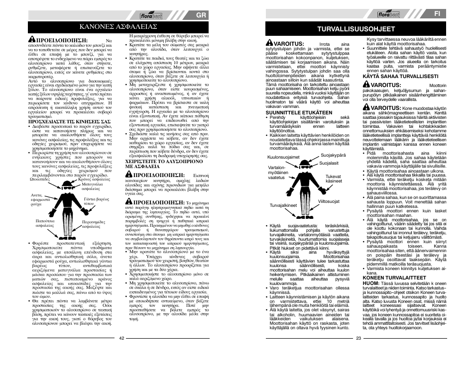 Κανονεσ ασφαλειασ, Turvallisuusohjeet | Florabest FBKS 4015 User Manual | Page 23 / 32