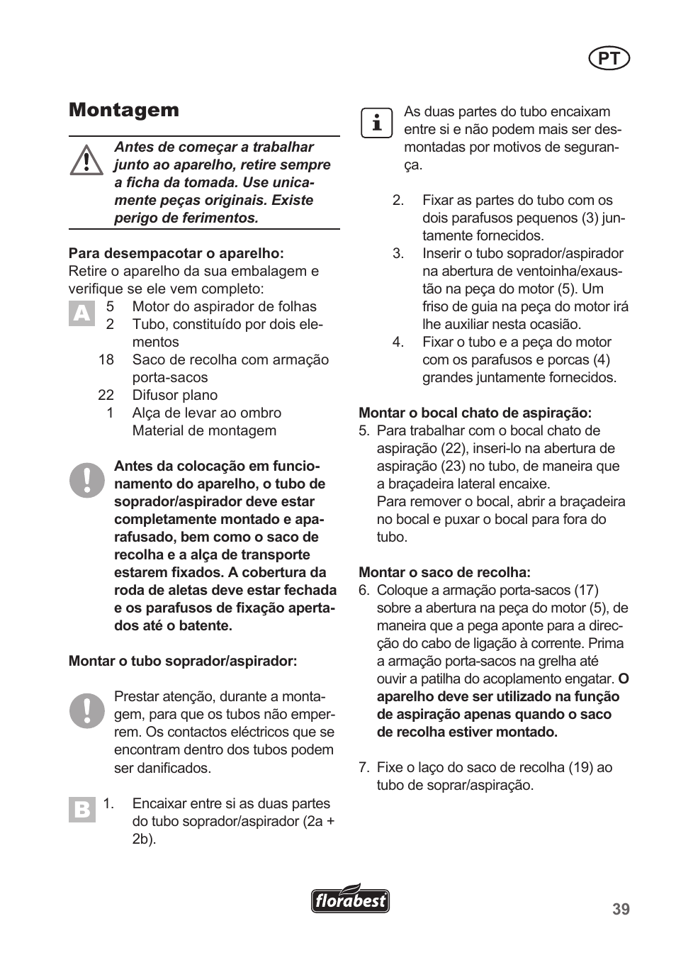 Montagem | Florabest FLB 2500 A2 User Manual | Page 39 / 79