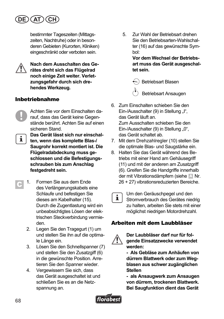 De at ch | Florabest FLB 2500 A2 User Manual | Page 68 / 79